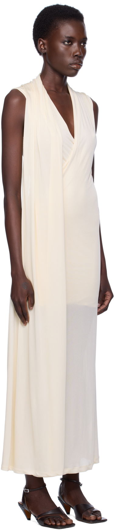 Pокля TOTEME TOTEME Overlapped Scarf Maxi Dress Черно | 253-WRD0235-FB0266, 4