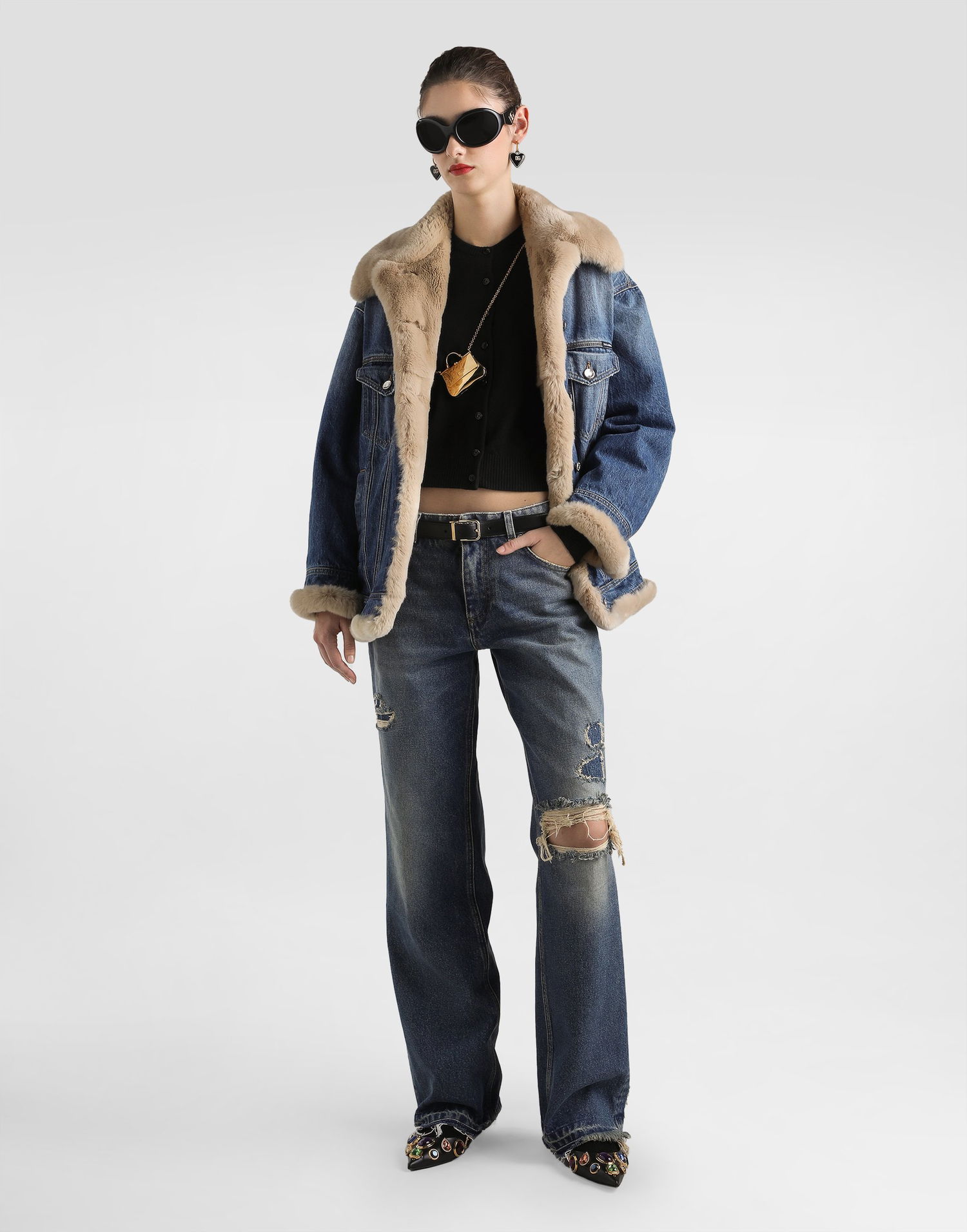 Яке Dolce & Gabbana Dolce & Gabbana Fur Lined Denim Jacket Синьо | F9S89DG8NV4S9001, 1
