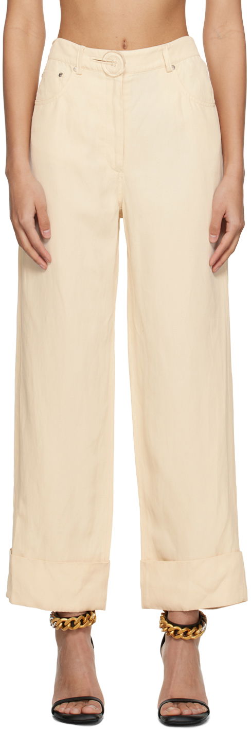 Панталони Stella McCartney Button Trousers Бежово | 640049STA49