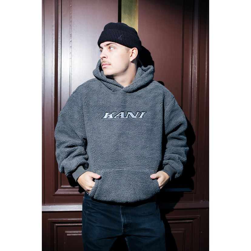 Суитчър Karl Kani Silver Teddy Hoodie XXL Сиво | PD00007584