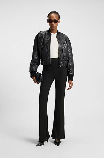 Панталони BOSS Flared Jersey Trousers with Front Seam Черно | 50542730, 1