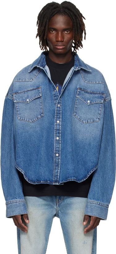 Риза VETEMENTS Vetements Boxy Cropped Denim Shirt Синьо | UH76DS525MB2, 0