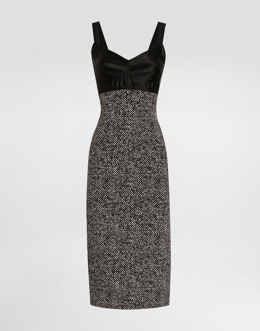 Pокля Dolce & Gabbana Dolce & Gabbana Heavy Crepe and Damier Print Dress Черно | F6TVSTFSA73HH5QU