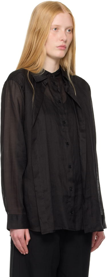Риза TOTEME TOTEME Double Collar Linen Shirt Черно | 253-WRT0544-FB0434, 1