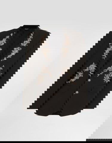 Яке Dolce & Gabbana Single-breasted Jacket With Jewel Embellishments Черно | G2QU6ZGK256N0000, 0