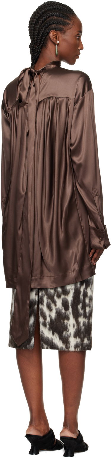 Риза Dries Van Noten Dries Van Noten Satin Turtleneck Blouse Кафяво | 252-010779-2032, 2