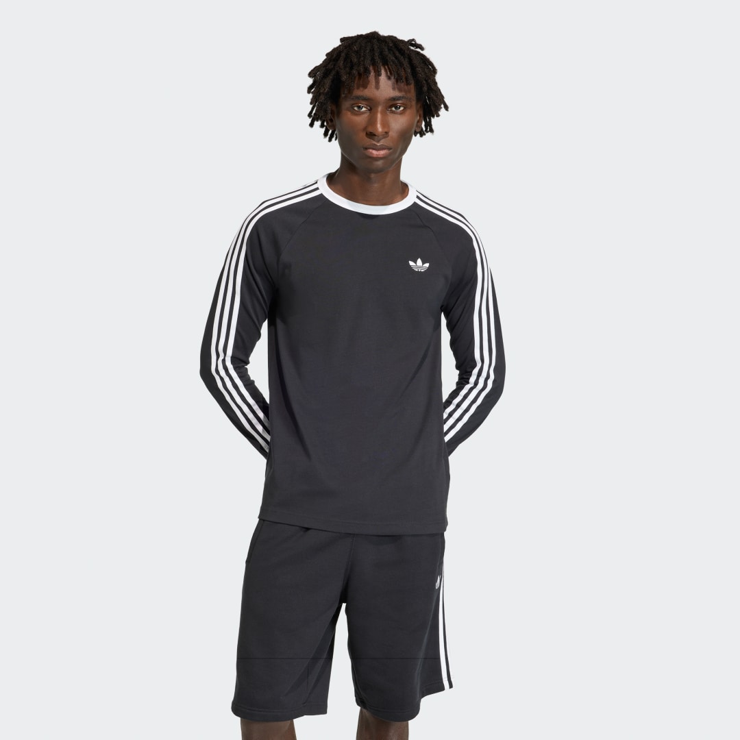 Тениска adidas Performance 3-Stripes Longsleeve Tee Черно | KE3546, 0