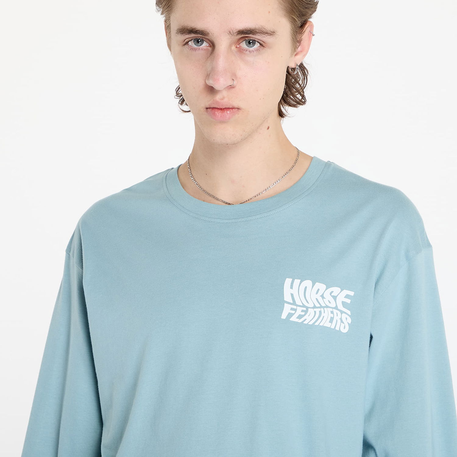 Тениска Horsefeathers Distort Long Sleeve T-Shirt Blue Haze M Синьо | SM1364C, 1
