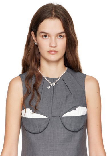 Колие SHUSHU/TONG SHUSHU/TONG YVMIN Edition Double Arrow Pave Pearl Necklace Бяло | 23383SLV00NN, 1