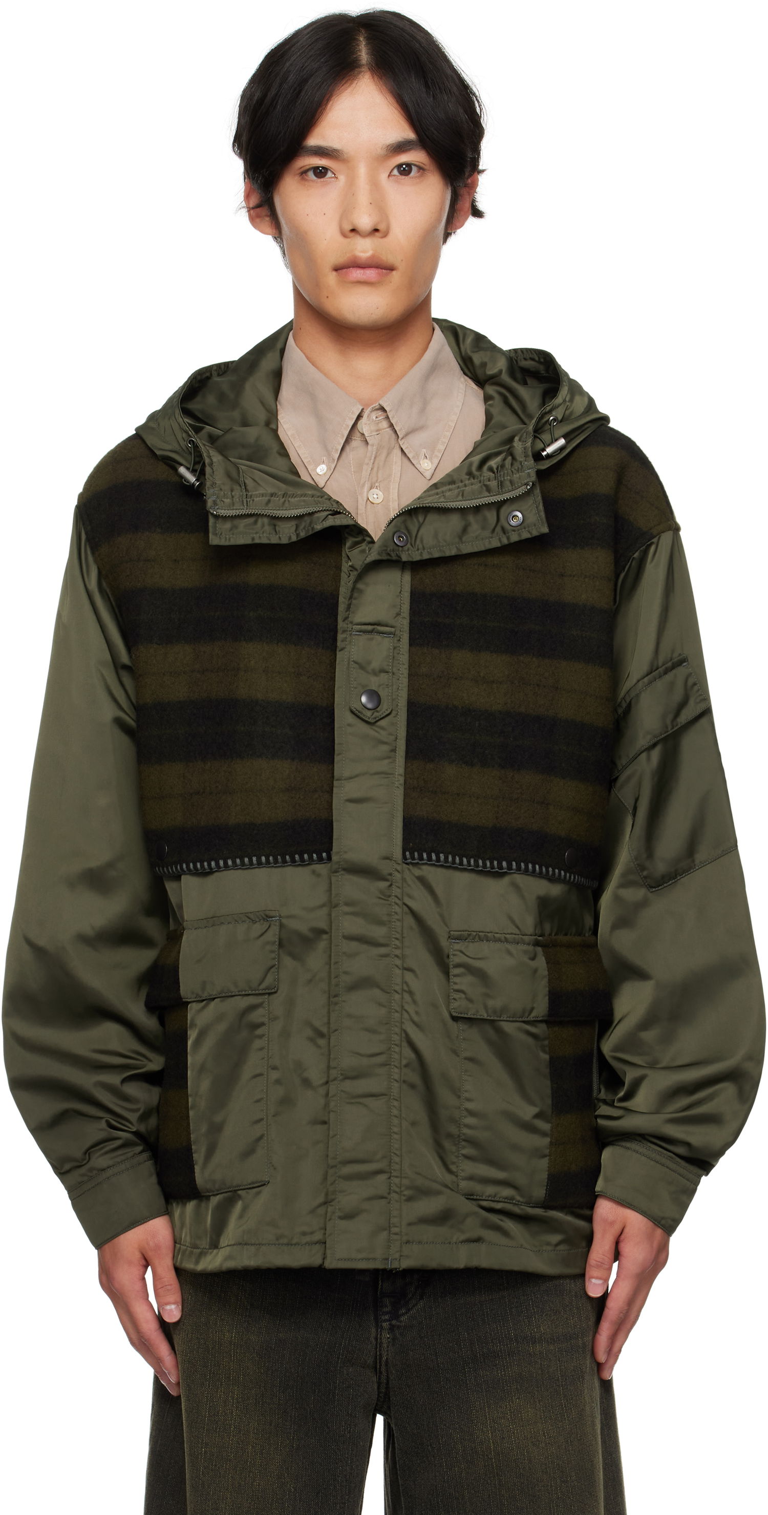 Яке Andersson Bell Andersson Bell Check Layered Hooded Jacket Зелено | awa717u, 0