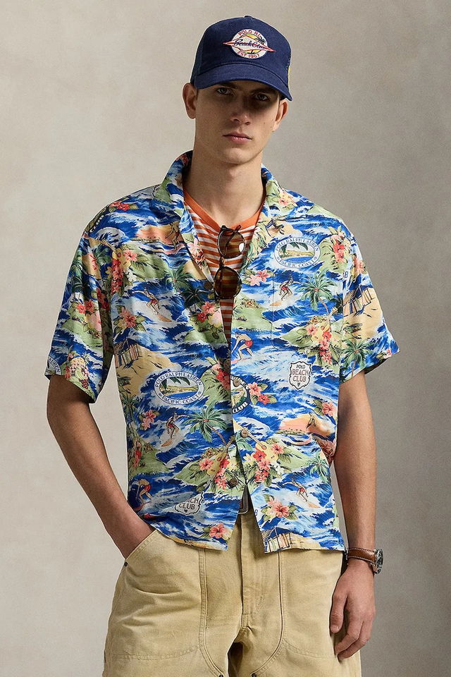 Polo Beach Club Pacific Coast Tropical Print Sport Shirt Regular Fit