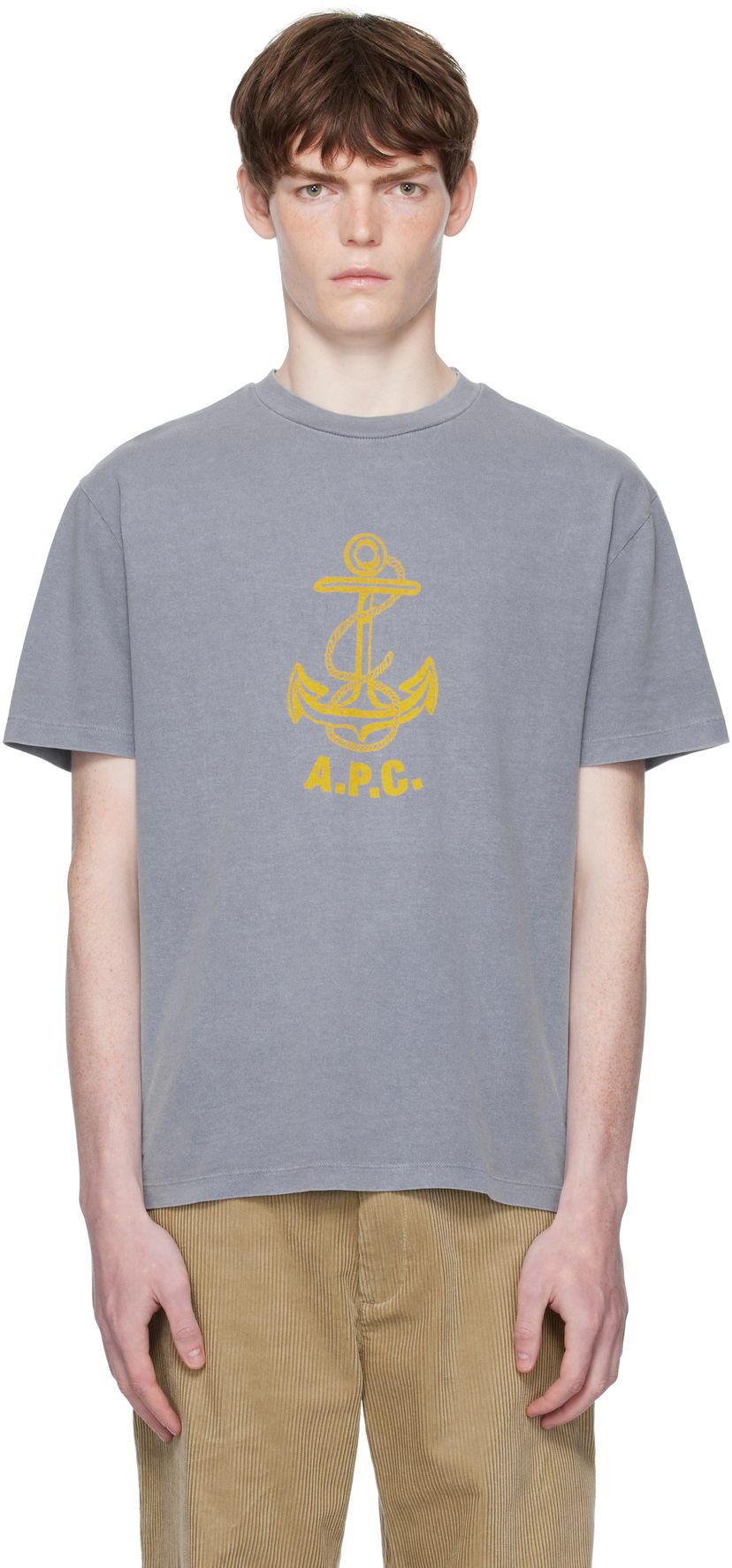 Тениска A.P.C. A.P.C. Davy Anchor Graphic Tee Сиво | COHBS-H26518