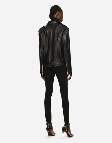 Яке Dolce & Gabbana Asymmetric Zip Belted Leather Jacket Черно | F9P52LHULRKN0000, 2