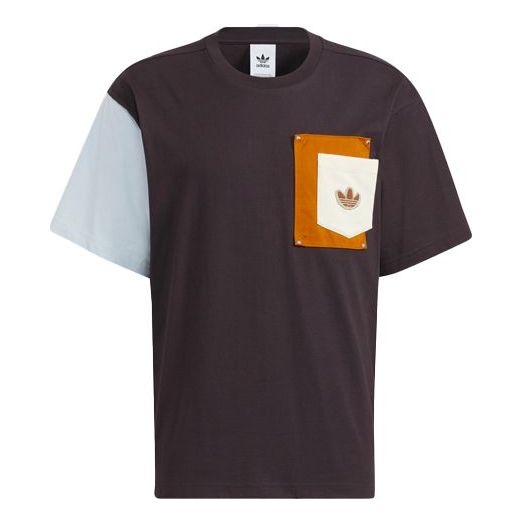 Тениска adidas Originals Originals Series Splicing Pocket T-Shirt Кафяво | HC0340