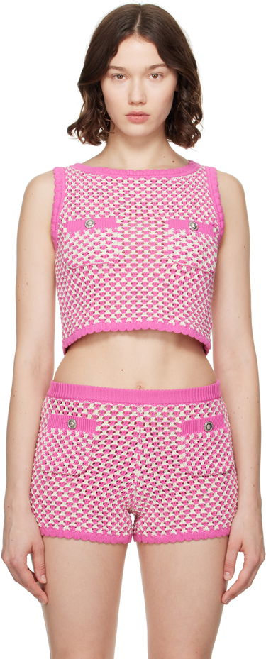 Съкратен топ Versace Versace Crochet Knit Top Розово | 1020376_1A14747, 0