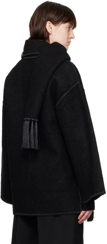 Яке TOTEME TOTEME Embroidered Hooded Jacket with Fringed Scarf Черно | 224-1018-201, 2