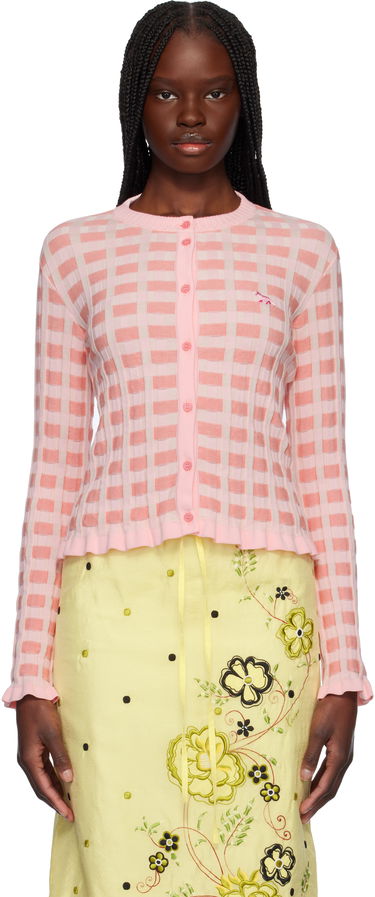Пуловер MAISON KITSUNÉ Maison Kitsuné Checked Ribbed Knit Cardigan Розово | OW00503KT1120, 0