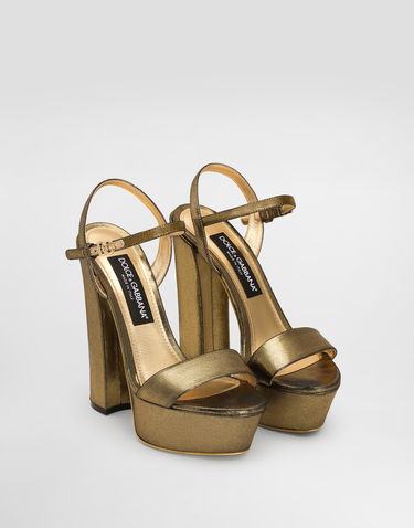 Кецове и обувки Dolce & Gabbana Foiled Organzine Platform Sandals Металик | CR1781A573680997, 1