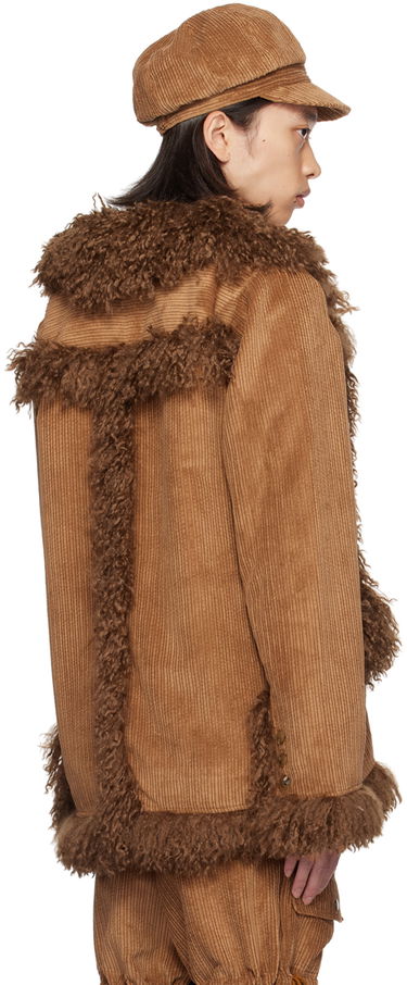 Яке Anna Sui Anna Sui Faux-Fur Trimmed Corduroy Coat Кафяво | M624V30, 2