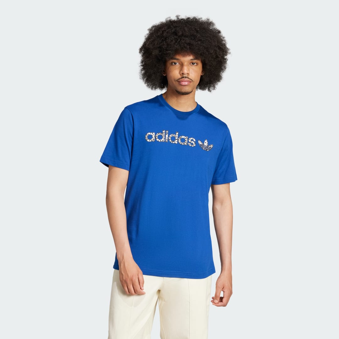 Тениска adidas Performance Animal Print Logo T-Shirt Синьо | IZ4832, 0