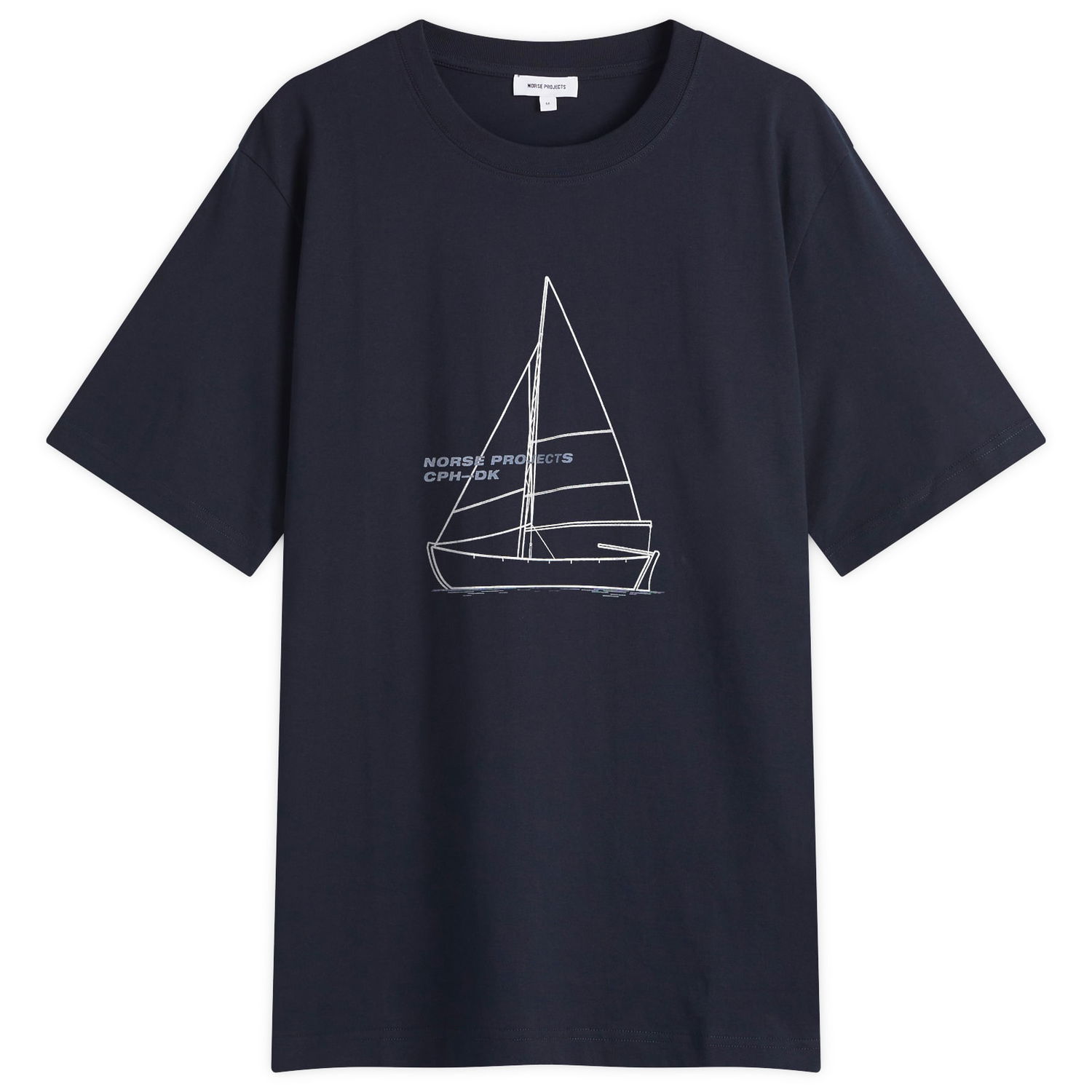 Тениска NORSE PROJECTS Norse Projects Holger Boat Print T-Shirt, Size Large Тъмно синьо | N01-0677-7004, 1