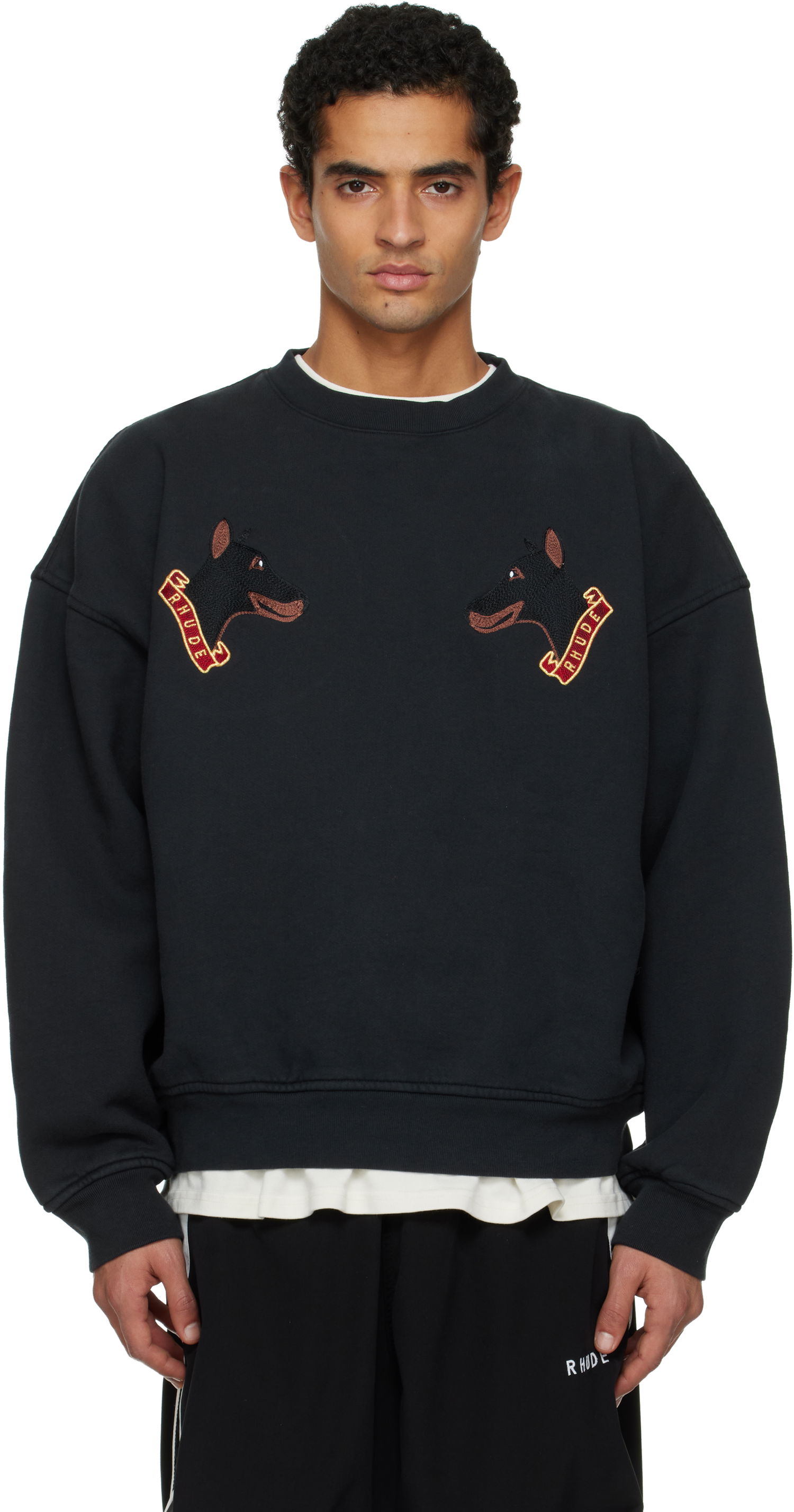 Суитчър Rhude London Hound Crewneck Sweatshirt Черно | RHPF25ST01012, 0