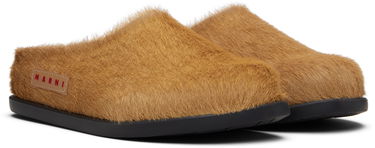 Кецове и обувки Marni Calf-Hair Fussbett Slip-on Loafers Кафяво | 82323, 3