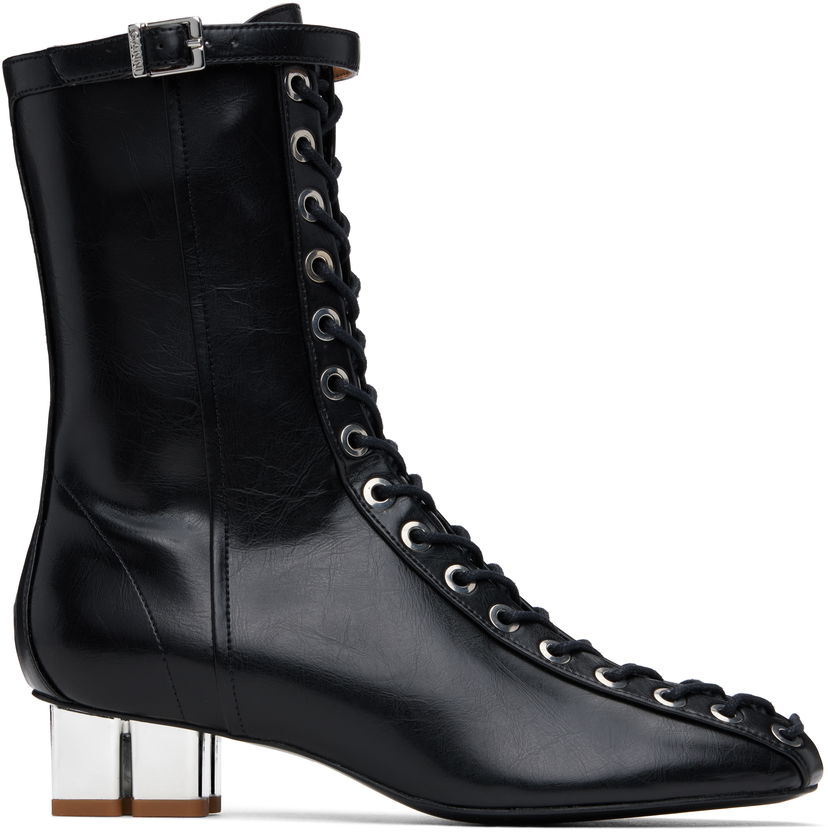 Кецове и обувки GANNI GANNI Oleatex Eyelets Lace-Up Boots Черно | S2967