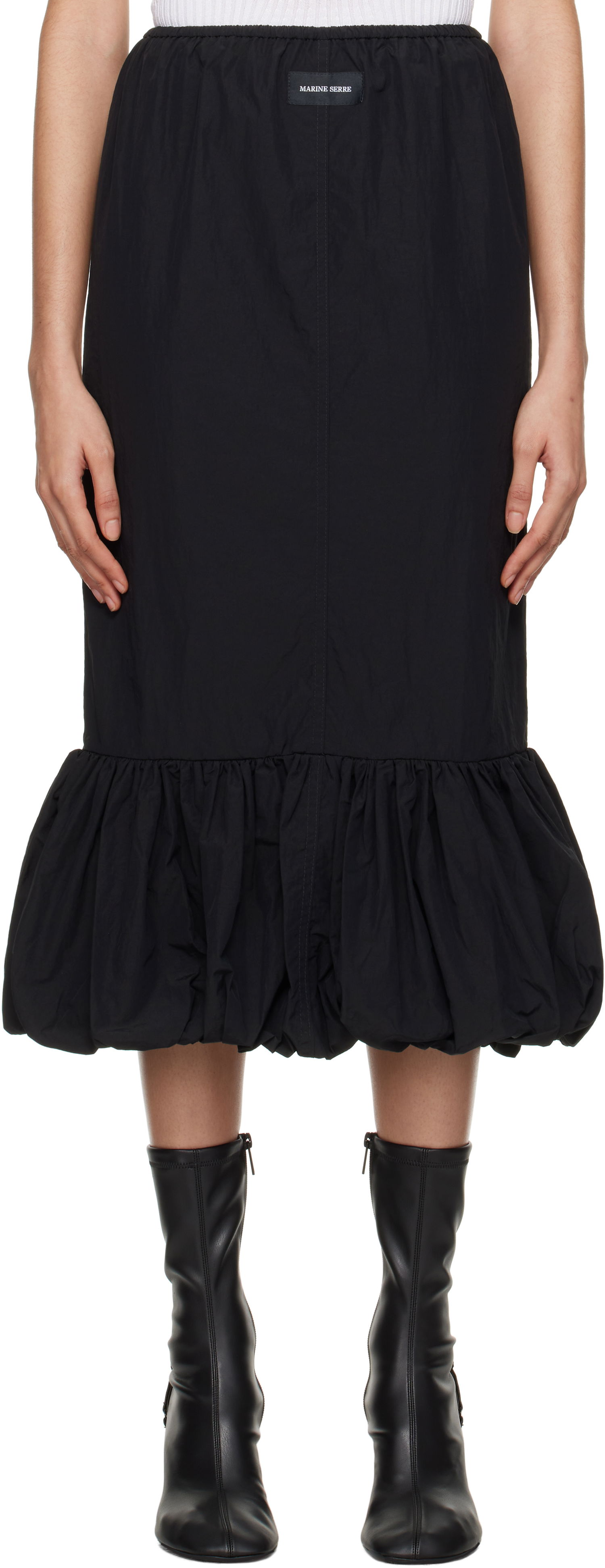 Пола Marine Serre Recycled Nylon Mix Bubble Midi Skirt Черно | WSK072A, 0