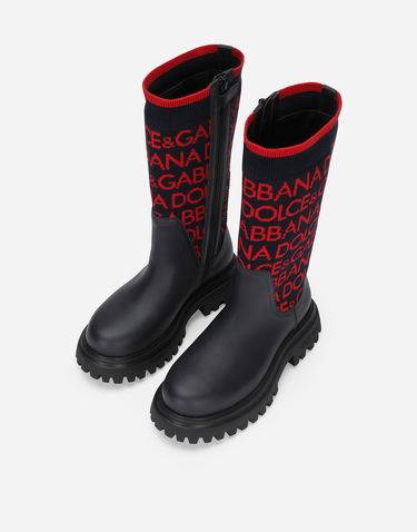 Кецове и обувки Dolce & Gabbana Knit Logo Boots Тъмно синьо | D11255AQ59089919, 3