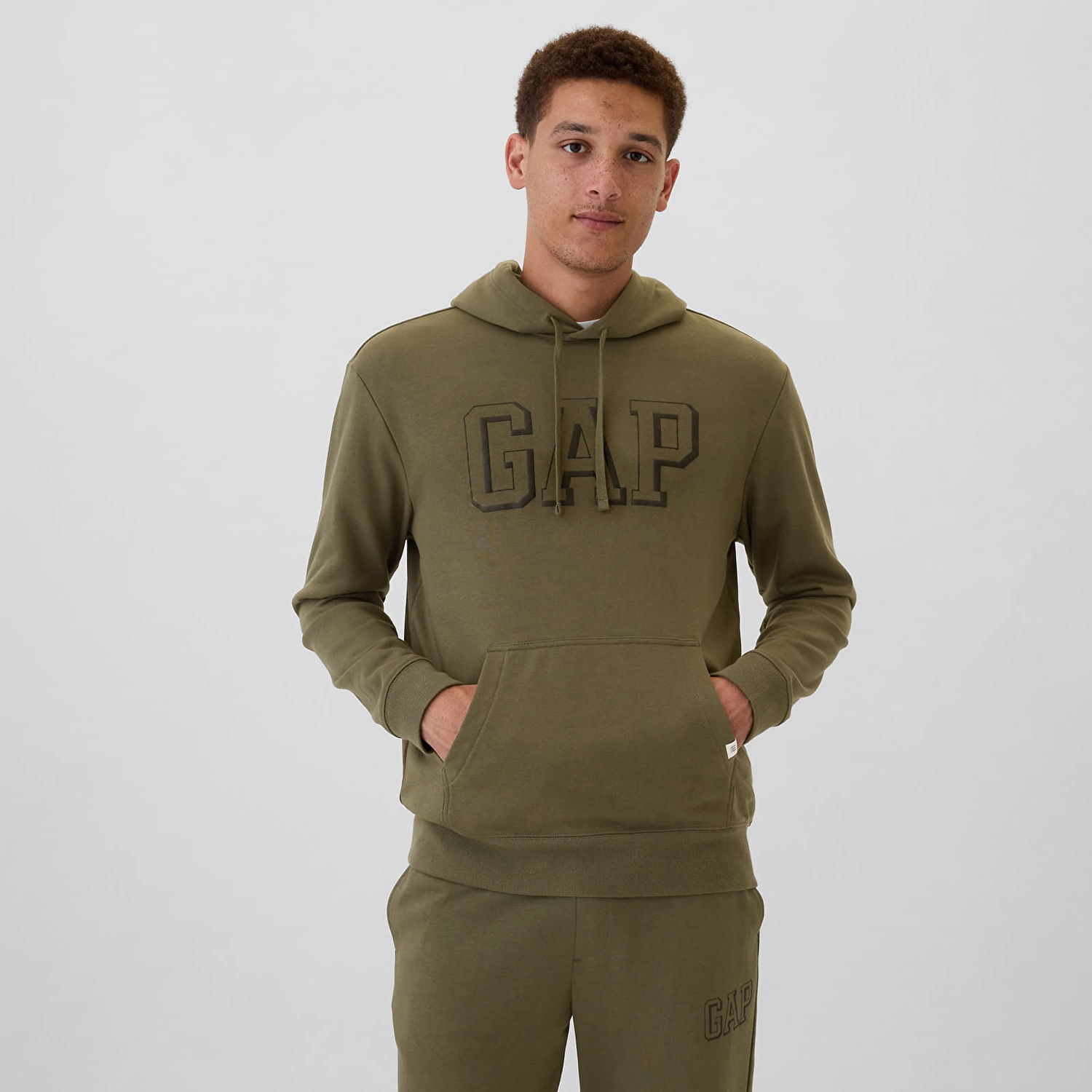 Суитчър GAP Sweatshirt Athletic Hoodie Olive Night M Кафяво | 542302-01, 0