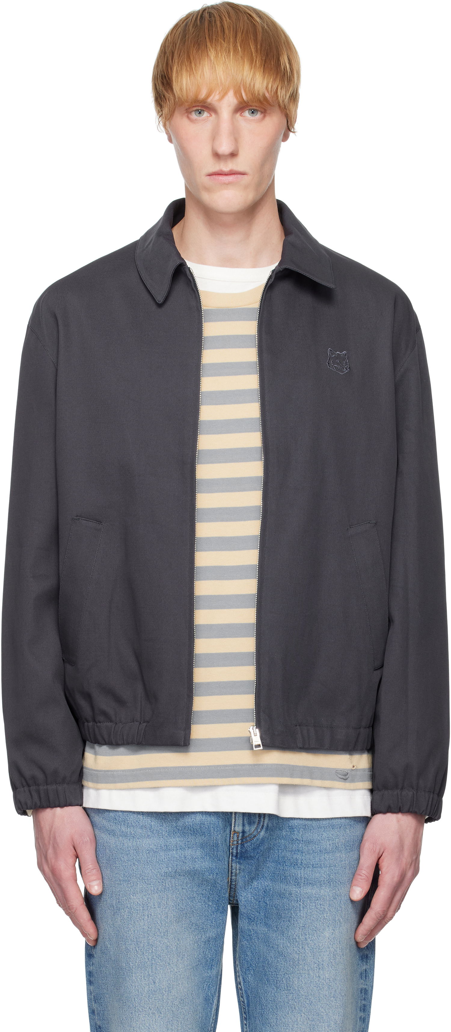 Яке бомбър MAISON KITSUNÉ Maison Kitsuné Elasticated Zipped Jacket Сиво | OM02122WW9028, 0
