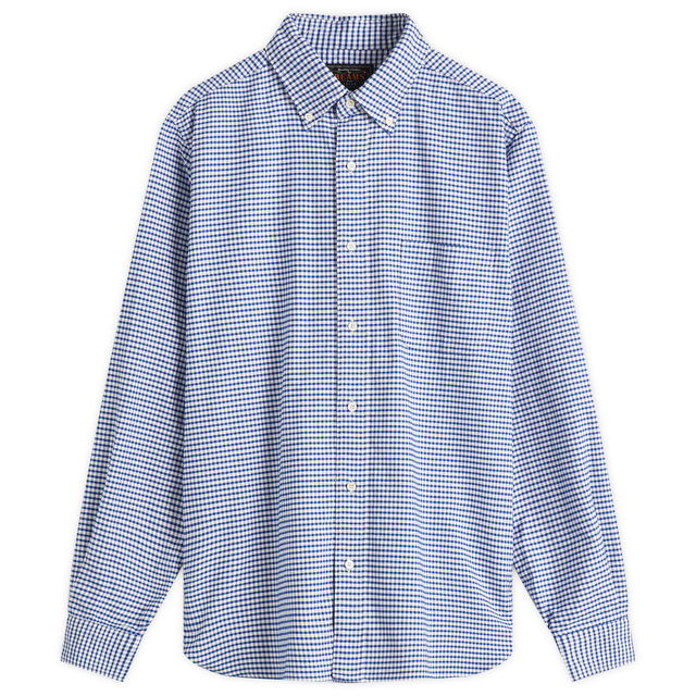 Beams Plus Button Down Gingham Oxford Shirt, Size Medium