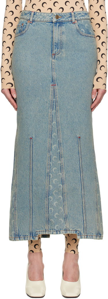 Пола Marine Serre Marine Serre Moon Laser Denim Maxi Skirt Синьо | WSK074A CDEN0003, 0