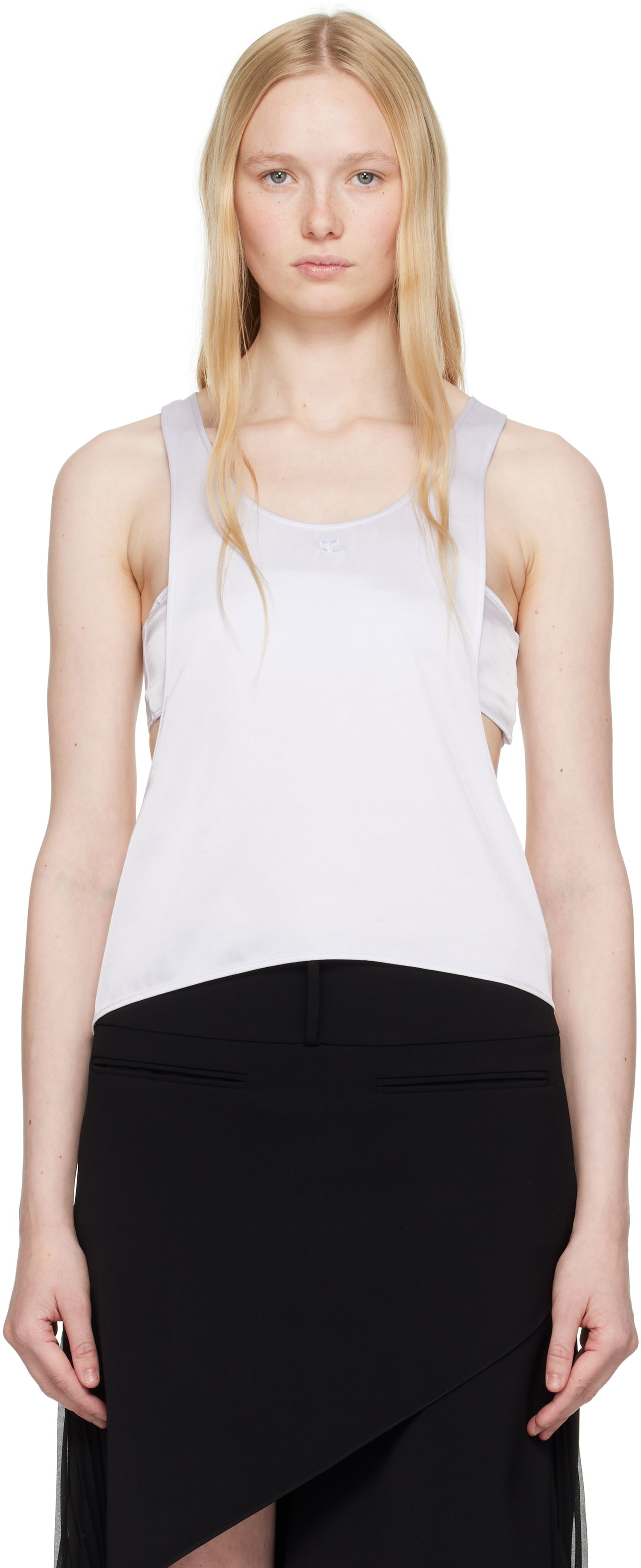 Потник Courrèges Courrèges Infinity Satin Tank Top Бяло | 225CDE131PL0160, 0