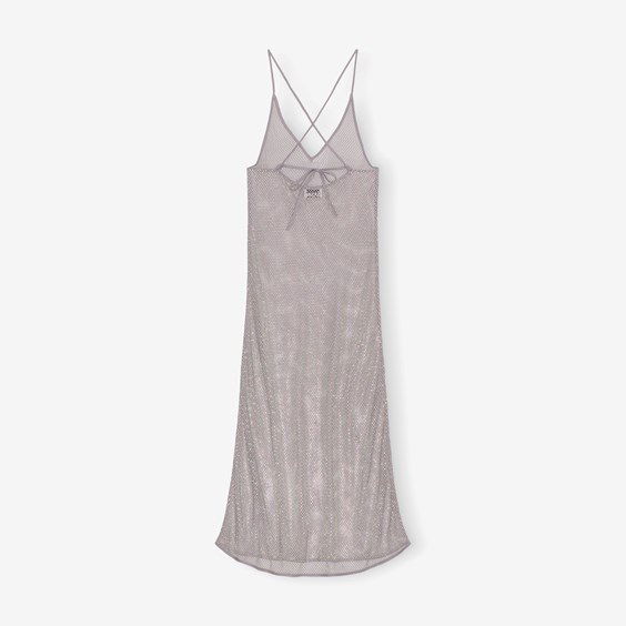 Pокля GANNI Embellished Mesh Dress Сиво | F7870-018, 0