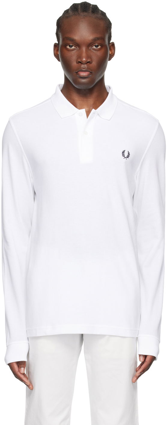 Поло тениска Fred Perry Long Sleeve Polo Бяло | M6006