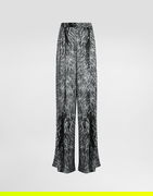 Satin Pajama Pants With Fur Print