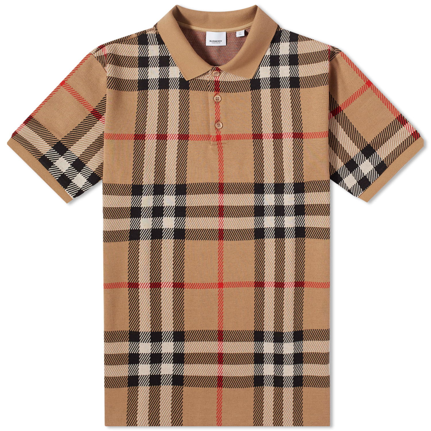 Поло тениска Burberry Burberry Ferry Check Polo Бежово | 8072663A7028, 0