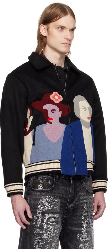 Яке бомбър KidSuper KidSuper Patchwork Portraits Wool Varsity Jacket Черно | SS25-OW-04, 1