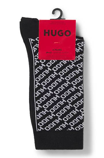 Чорапи BOSS Two-pack of regular-length assorted logo socks Черно | 50543196, 1