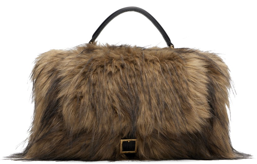 Дамска чанта sacai Faux-Fur Muff Bag Кафяво | 25-08255