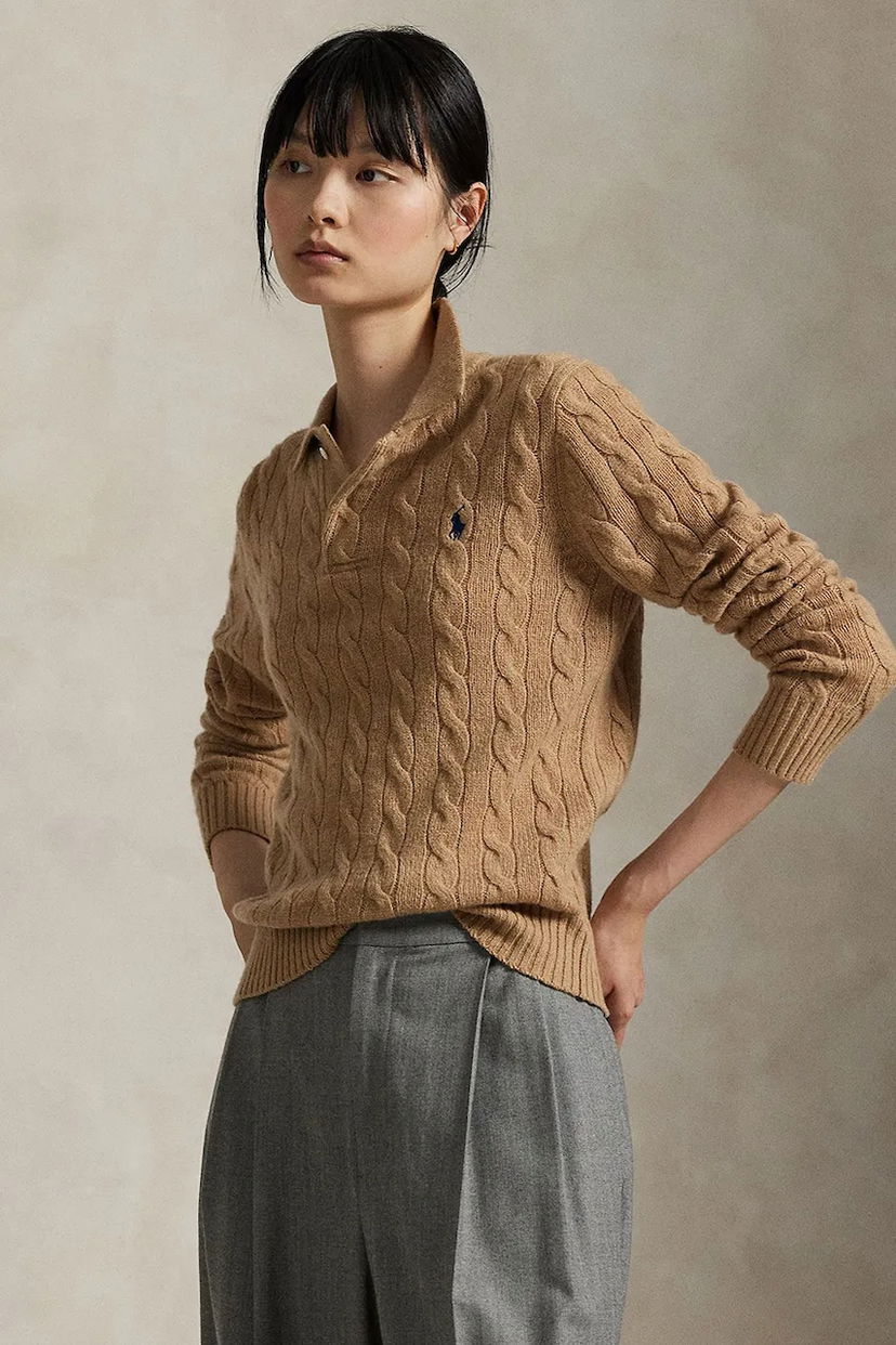 Пуловер Polo by Ralph Lauren Polo Ralph Lauren Cable-Knit Wool Sweater Бежово | 211972132
