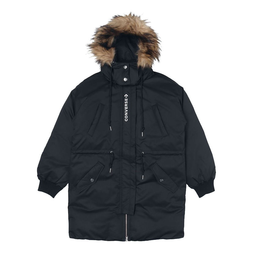 Парка Converse Long Down Jacket with Faux Fur Hood Черно | 10019430-A02