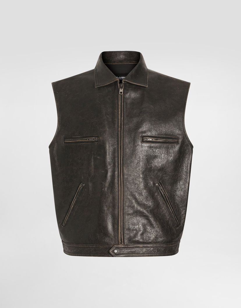 Жилетка Dolce & Gabbana Dolce & Gabbana Leather Vest Кафяво | G9BTYLHULXKN0000