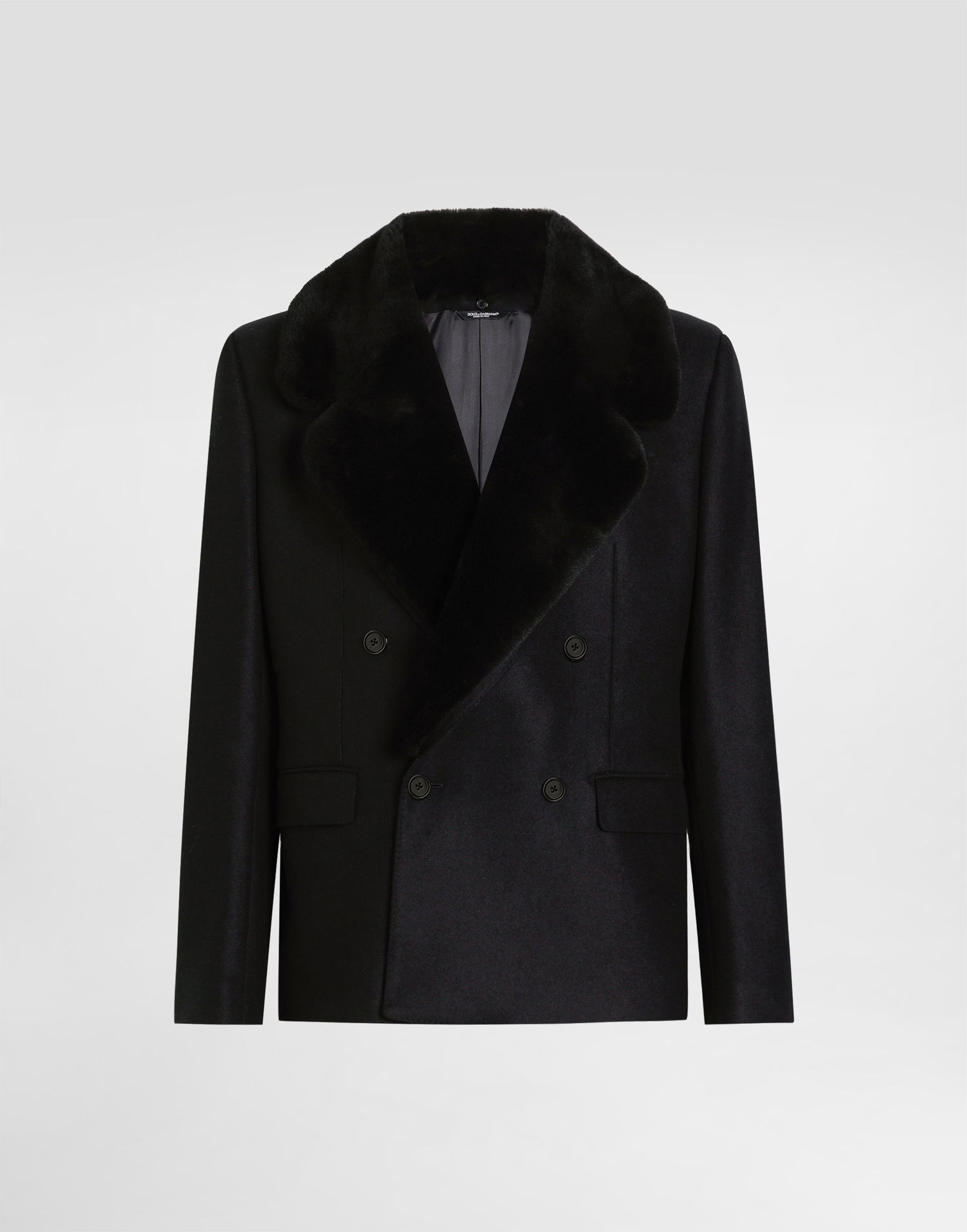Яке Dolce & Gabbana Dolce & Gabbana Double-breasted Jacket with Fur-Effect Collar Черно | G2VK3ZHU2A8N0000, 0