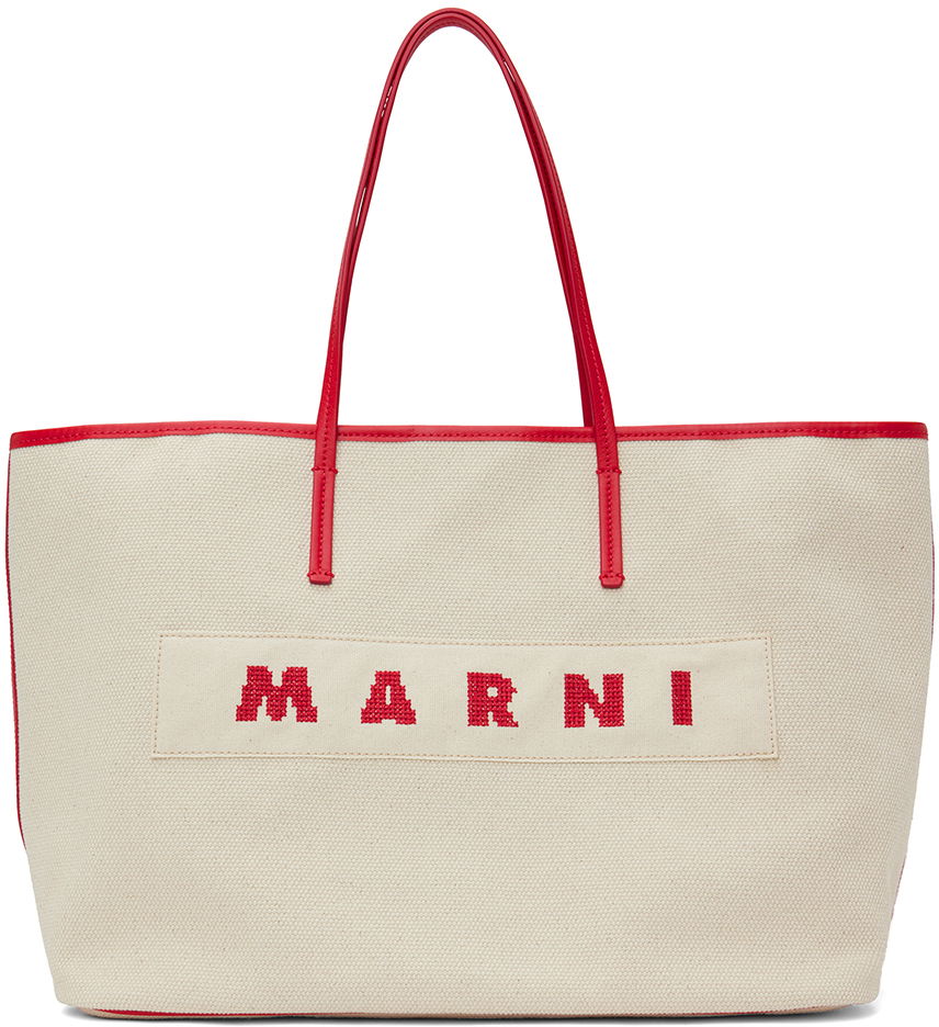 Голяма пазарска чанта Marni Small Reversible Janus Shopping Tote Бежово | SHMP0113U0 P6535, 0