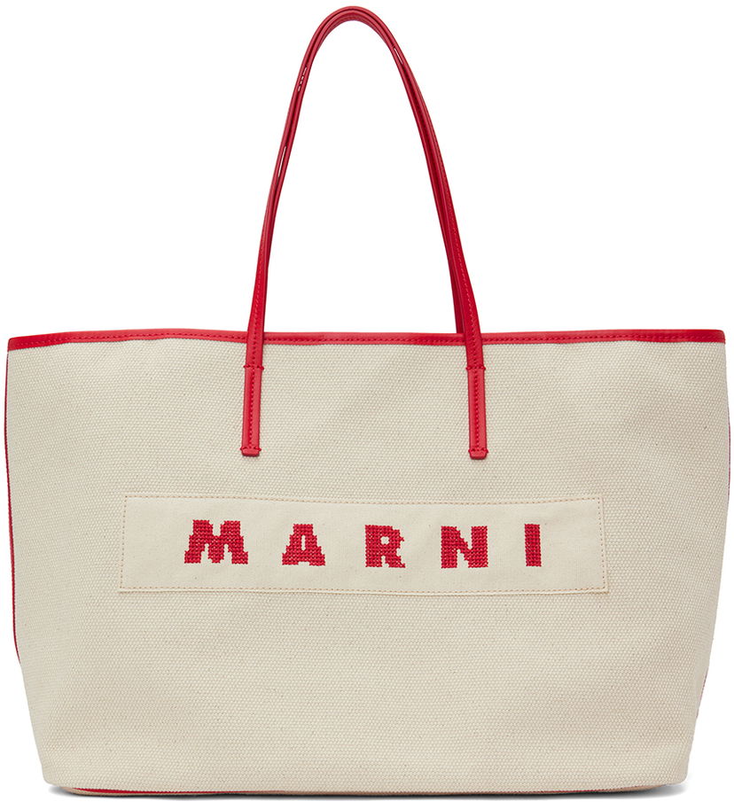 Голяма пазарска чанта Marni Small Reversible Janus Shopping Tote Бежово | SHMP0113U0 P6535