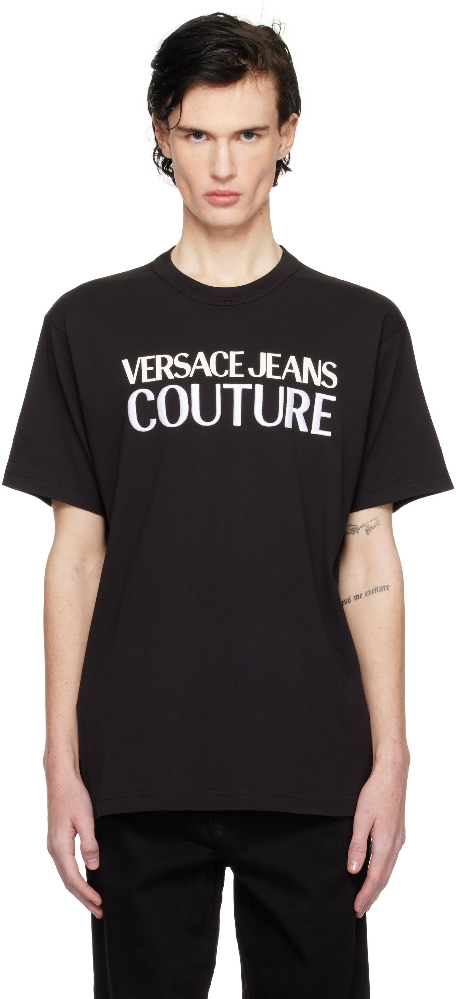 Тениска Versace Embroidered Logo T-Shirt Черно | E77GAHL03_ECJ01L, 0