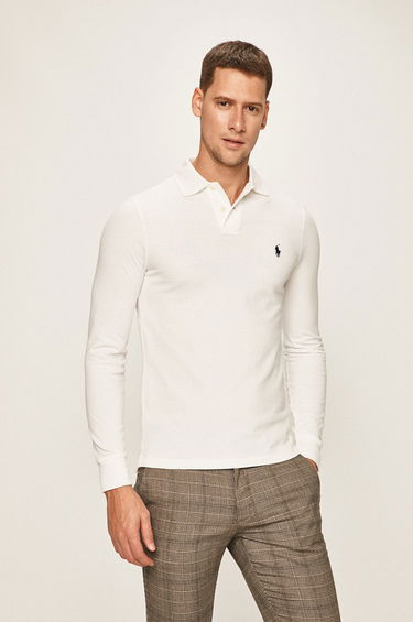 Поло тениска Polo by Ralph Lauren Long Sleeve Slim Fit Polo Бяло | 710681126001, 0